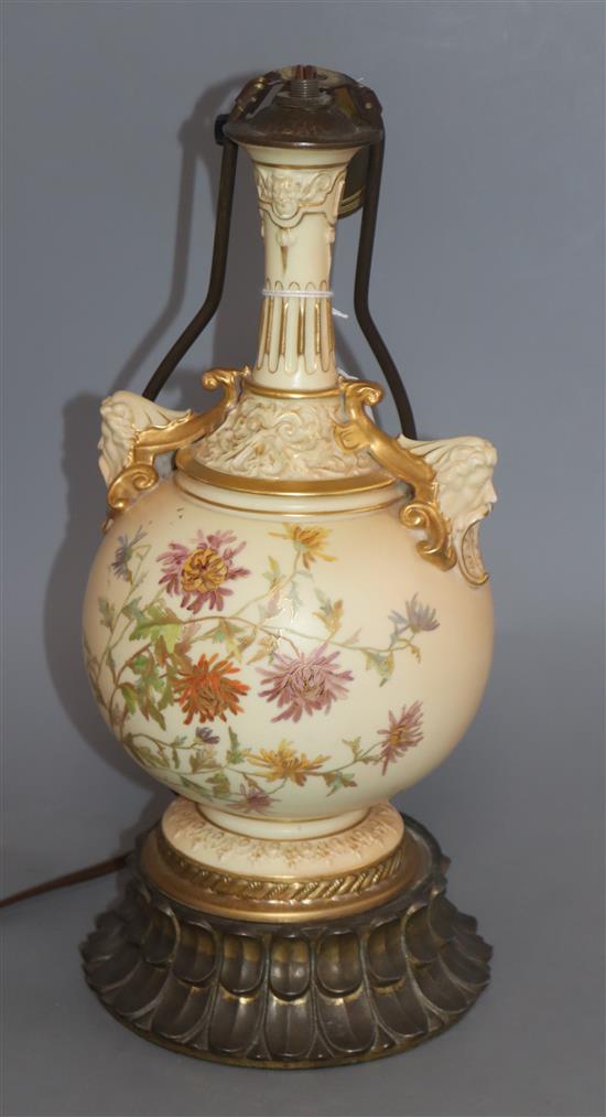 A Worcester vase converted to a lamp